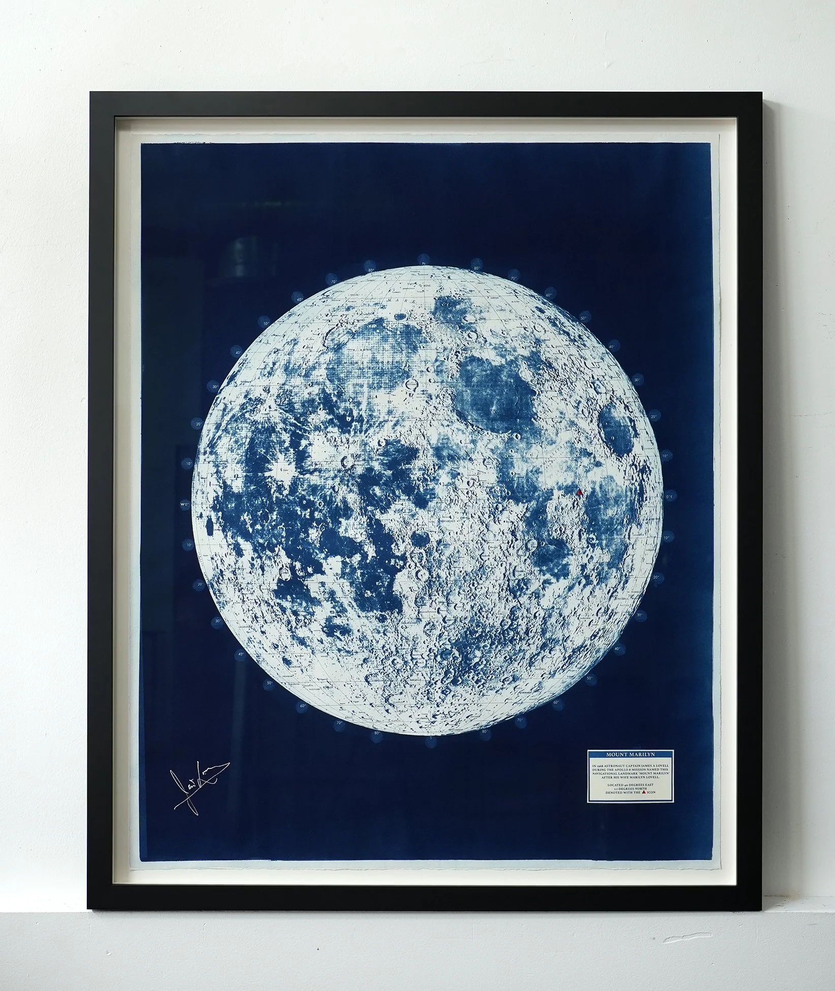 Unframed Large Mt. Marilyn Lunar Map Signed by Captain Jim Lovell